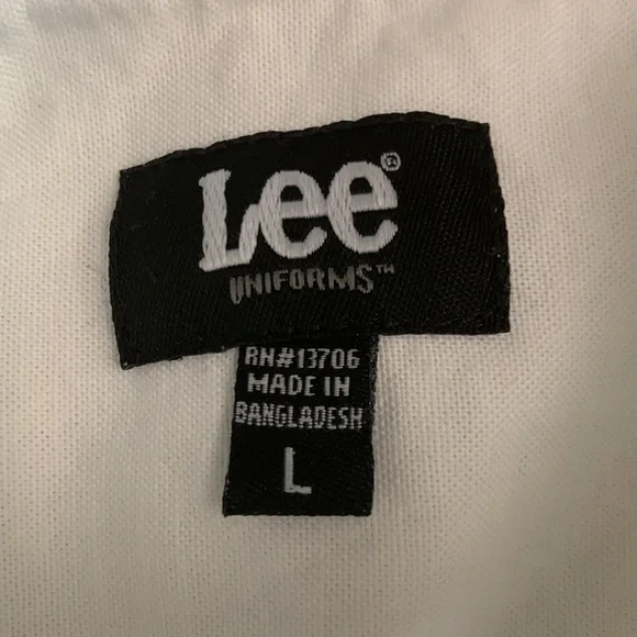 Lee Uniforms button up, long sleeve white shirt.  Size L. Chest approx 18 inches - Picture 2 of 7